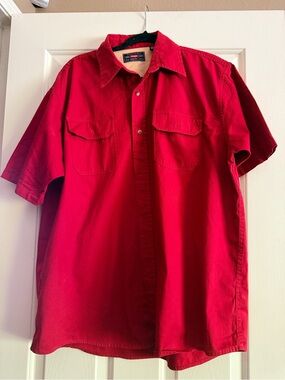Wrangler Red Short-Sleeve Button-Down Work Shirt
